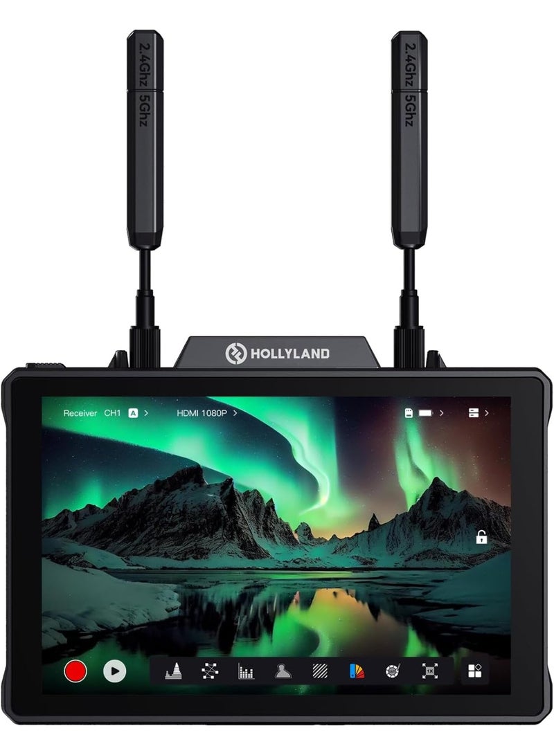 هولي لاند بايرو 7 نظام نقل فيديو لاسلكي مع مرسل ومستقبل وشاشة مراقبة كاميرا 7 بوصة HDMI و SDI مدى 1300 قدم بزمن تأخير منخفض للتصوير والإنتاج المباشر - Image 1